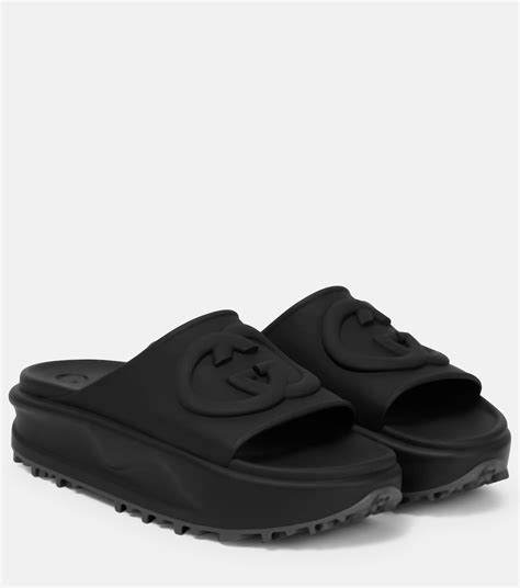 gucci mens rubber gg slides|Gucci clogs rubber women's.